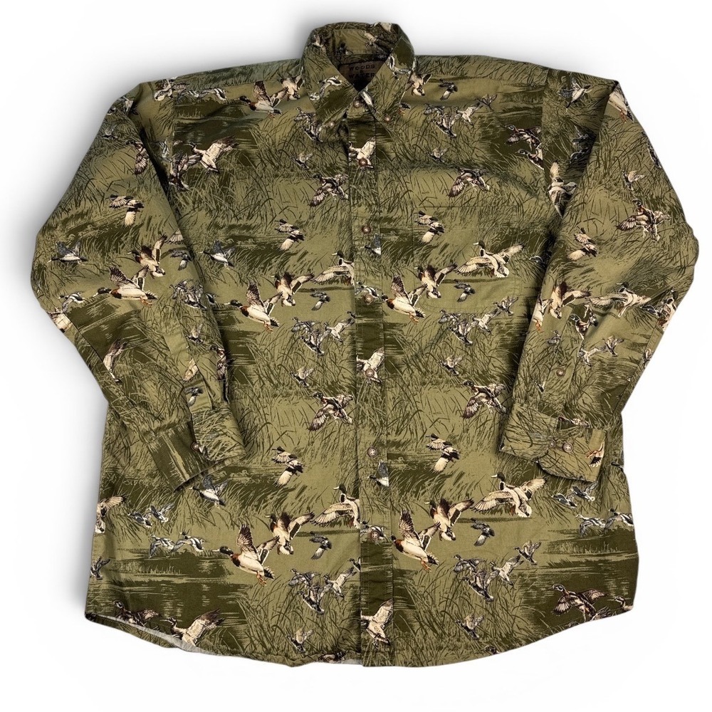 Woods & Water Outfitters Men's Duck Hunting Shirt Waterfowl Camo Button Down